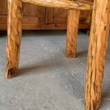 Brutalist tripod high stool - wood
