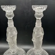 Pair of crystal candlesticks - Portieux - Water carriers - 1900
