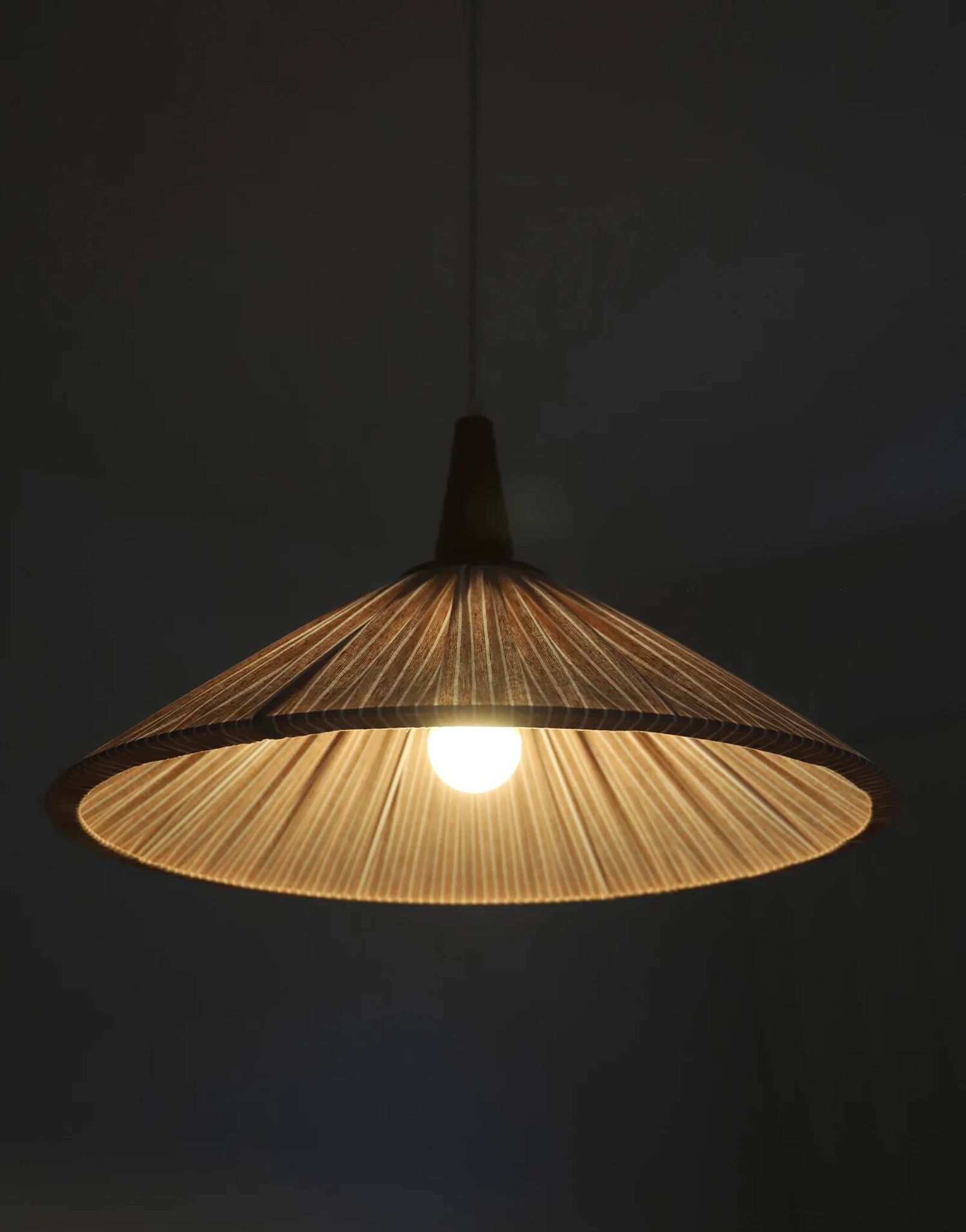 Suspension ELEONORE — 60 cm, lin et coton rayé terra