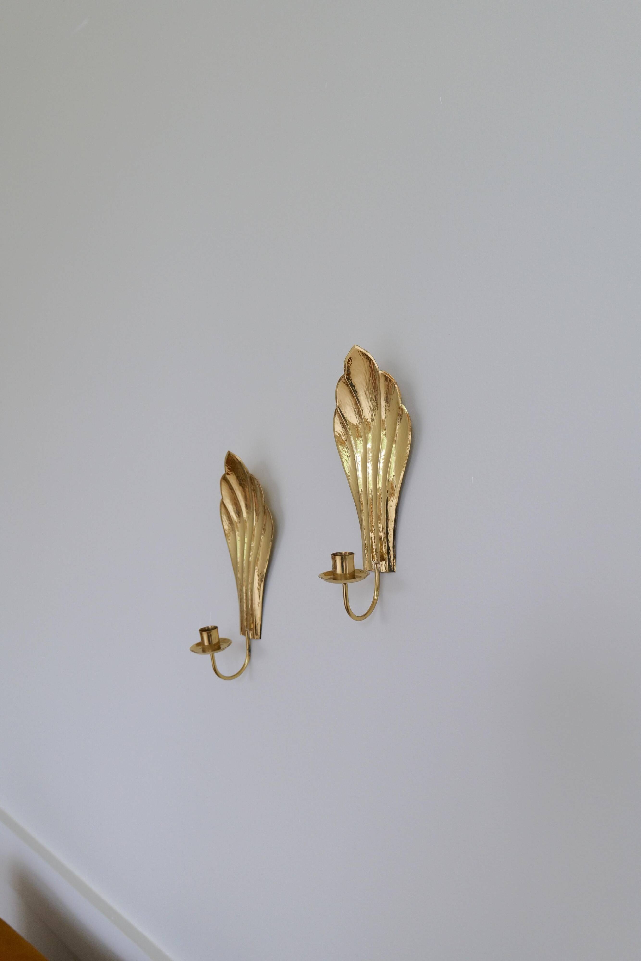 Bougeoirs Muraux en Laiton Holmström, Arvika, Suède, Années 1950