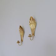Pair of Art Deco Wall Candle Holders in Brass Holmström, Arvika, Sweden, 1950s