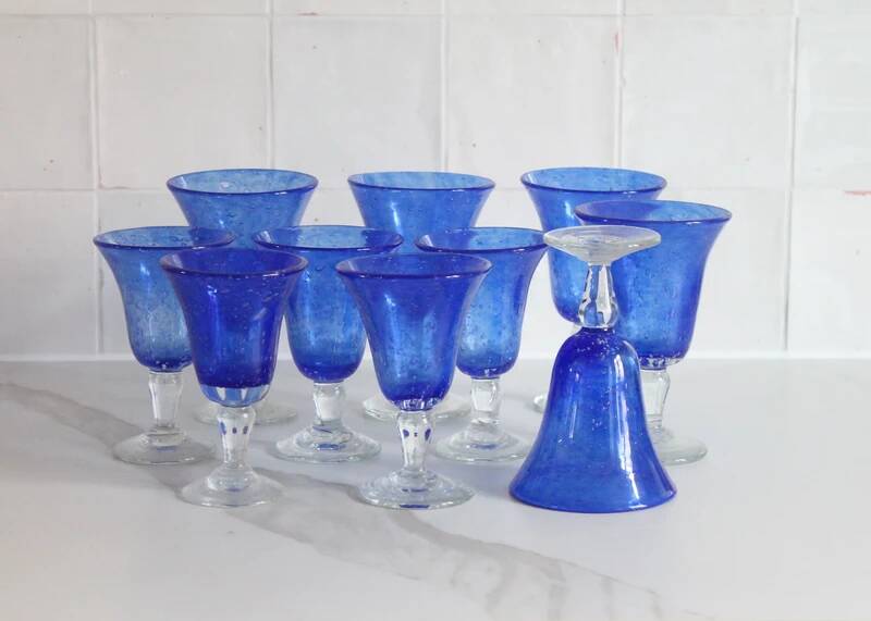 Blue glass from the Biot glassworks Traditional line