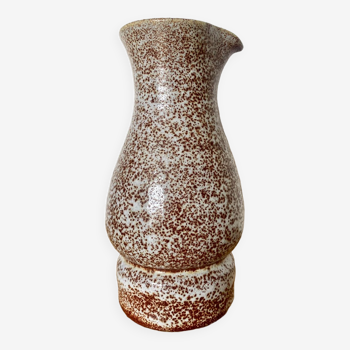 Pitcher ceramic vase Accolay burgundy and white