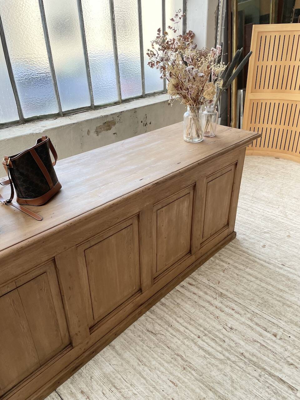 2m pine counter or central island with storage