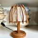 Beige rattan and cotton table lamp