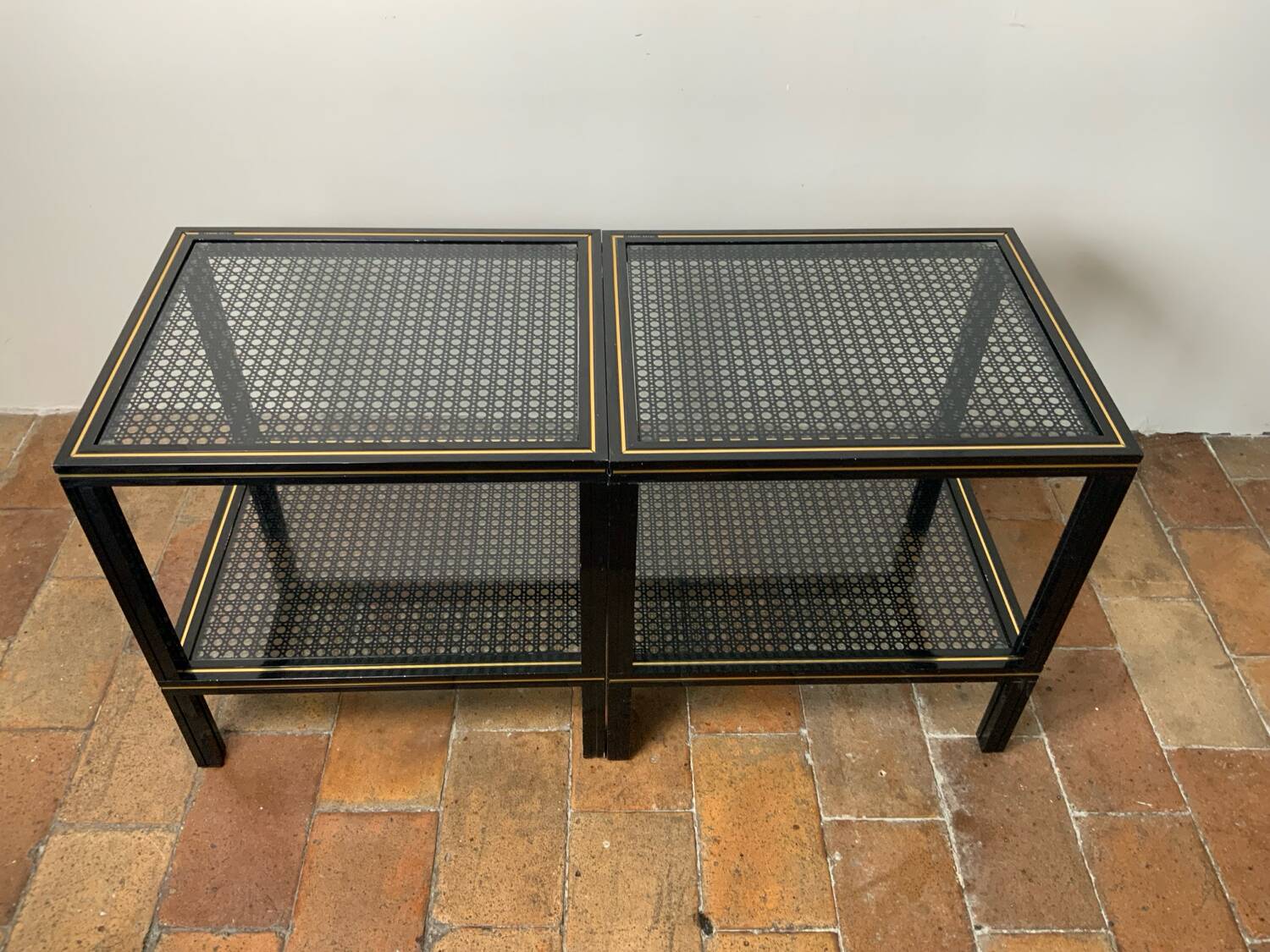 Paire de tables d’appoint vintage 70 Pierre Vandel
