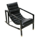 Black leather chaise longue, Eileen Gray design, 1927, France, circa 1975.