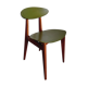 Vintage chair 50s 60s in wood and green skai