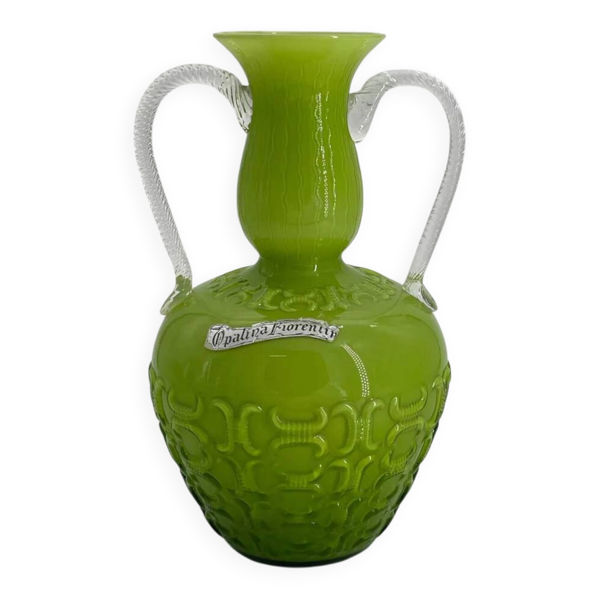 Opaline vase from the 1950s made in Italy by Opalina Fiorantina.