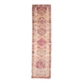 Tapis de couloir vintage rose et écru