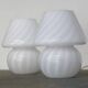 Pair of vintage mushroom table lamps - 1960s - swirled Murano glass - Italian design