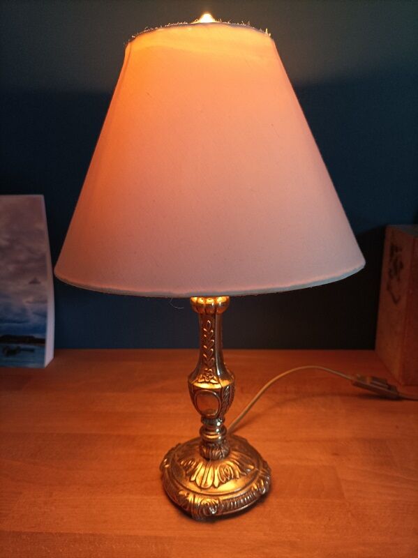 Bedside lamp lampshade fabrics base bronze gilded patinated