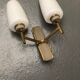 Pair of double vintage wall sconces in glass and brass
