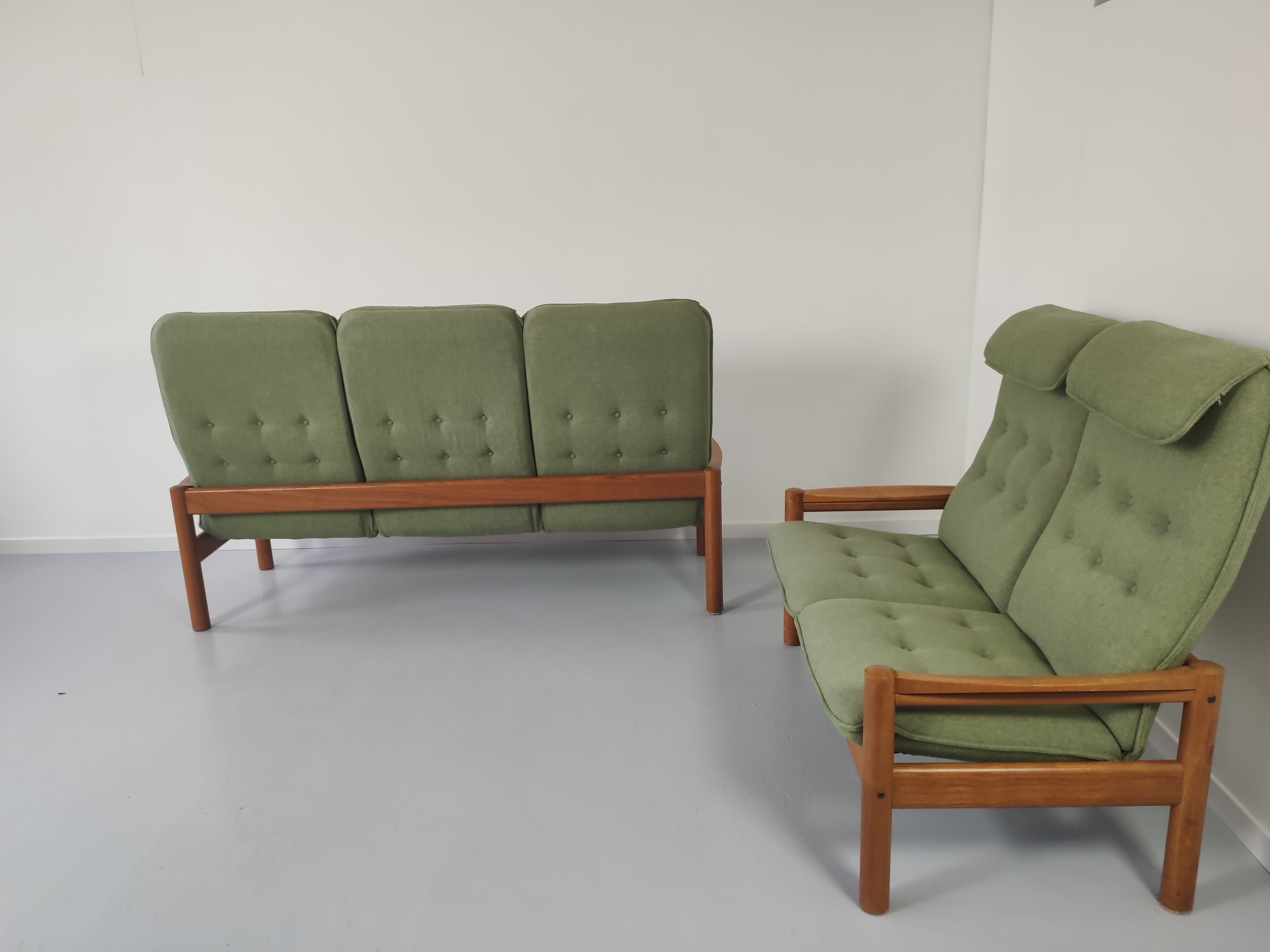 Danish sofa set 2-seater and 3-seater teak by Domino Møbler