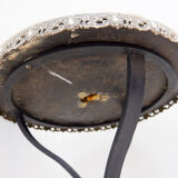 Tripod gueridon in wrought iron with brass decorations and alabaster top - 1950s