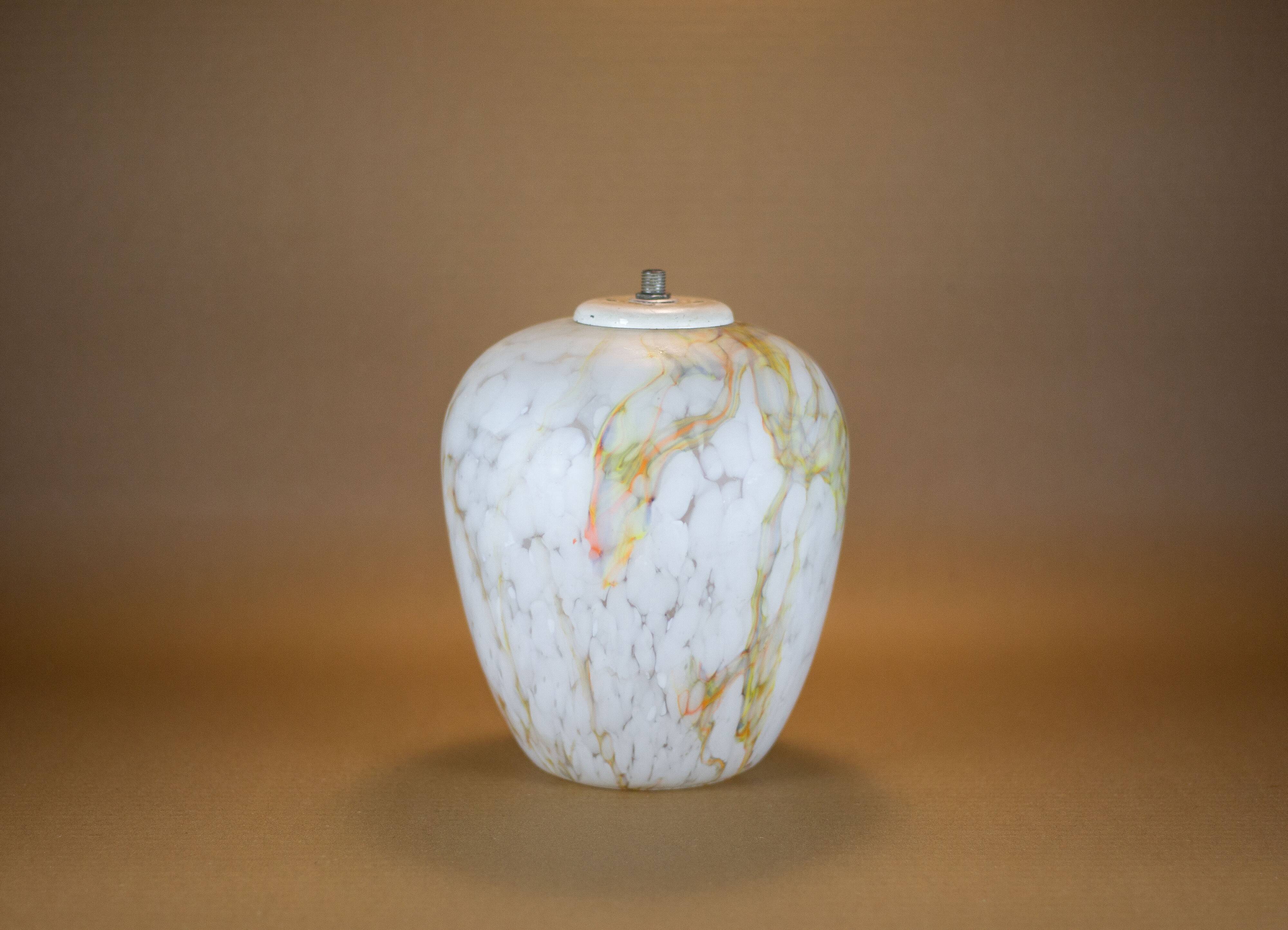 Colorful marbled opaline globe, glass lampshade, ceiling lamp, ceiling lamp, 60's