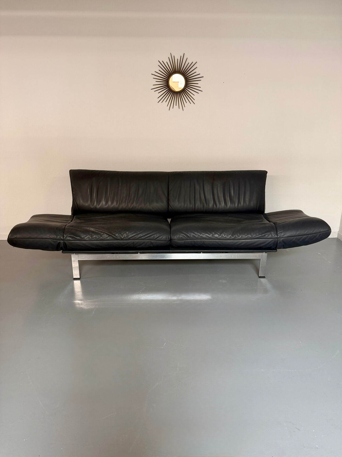 De Sede DS 140 midnight blue 3-seater vintage leather sofa 1980s design