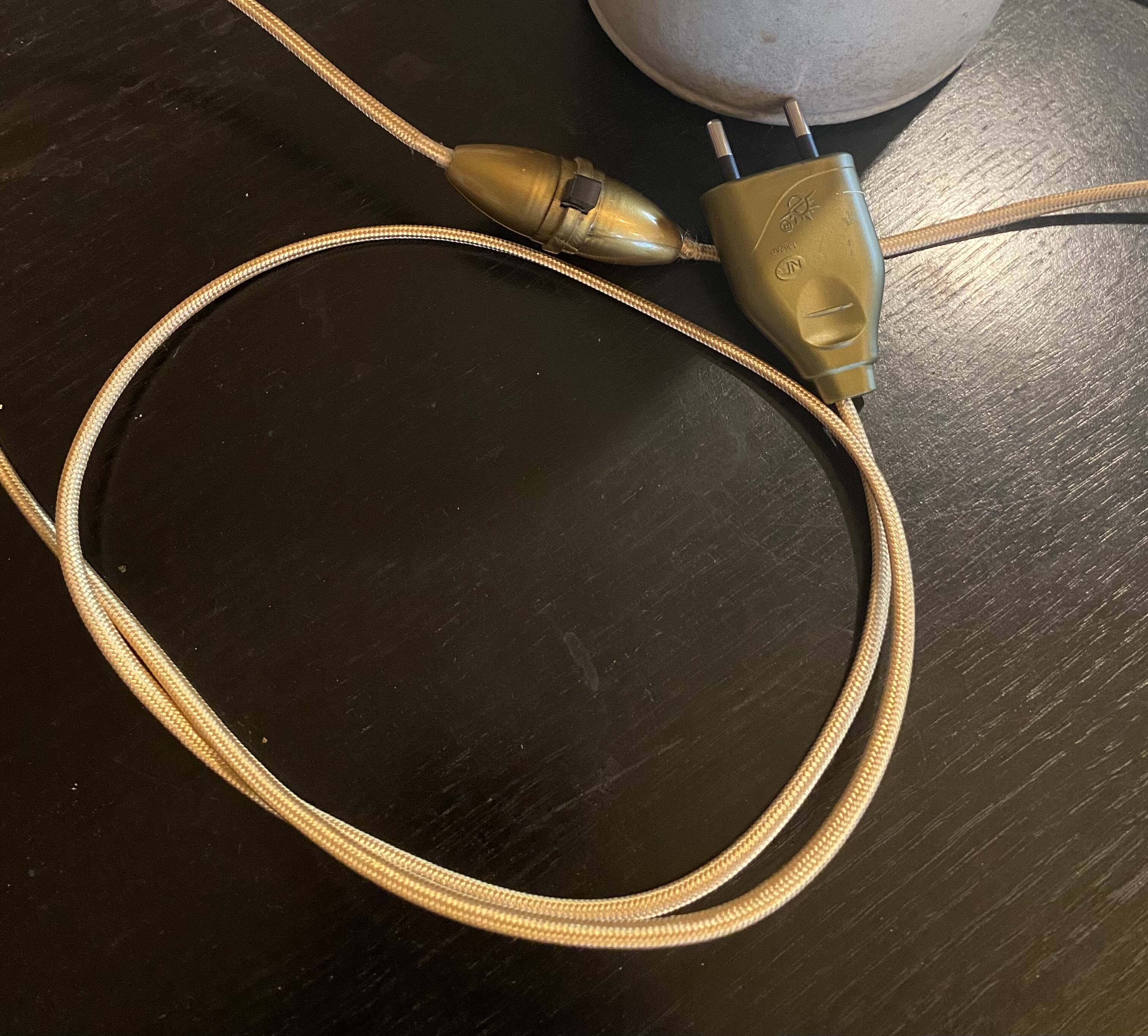 Ceramic lamp, 2m fabric cable, fabric lampshade