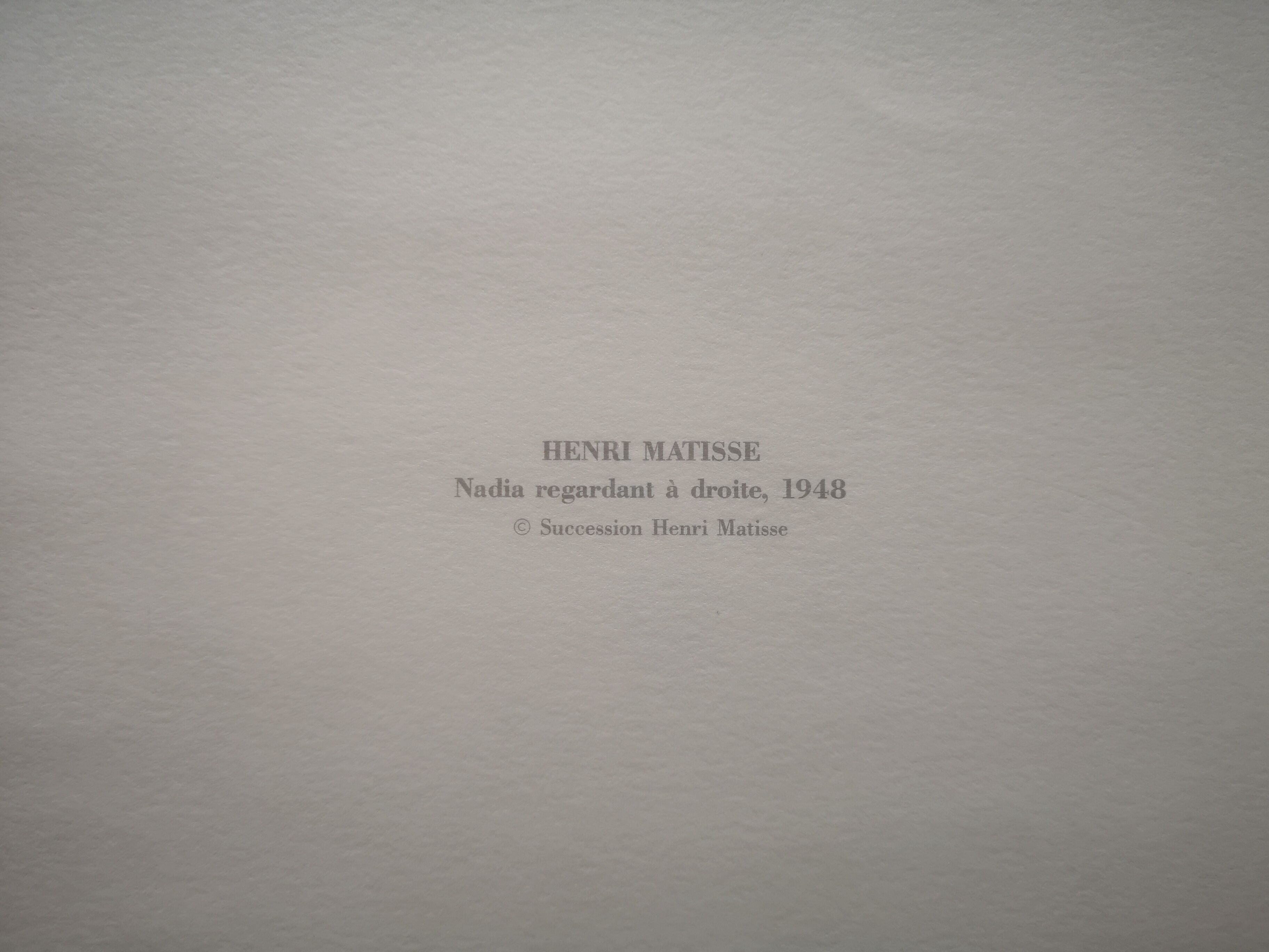 Lithograph Nadia looking to the right, after Henri Matisse - 1948