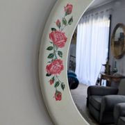 Miroir rond vintage Syla modèle 6131 décor roses
