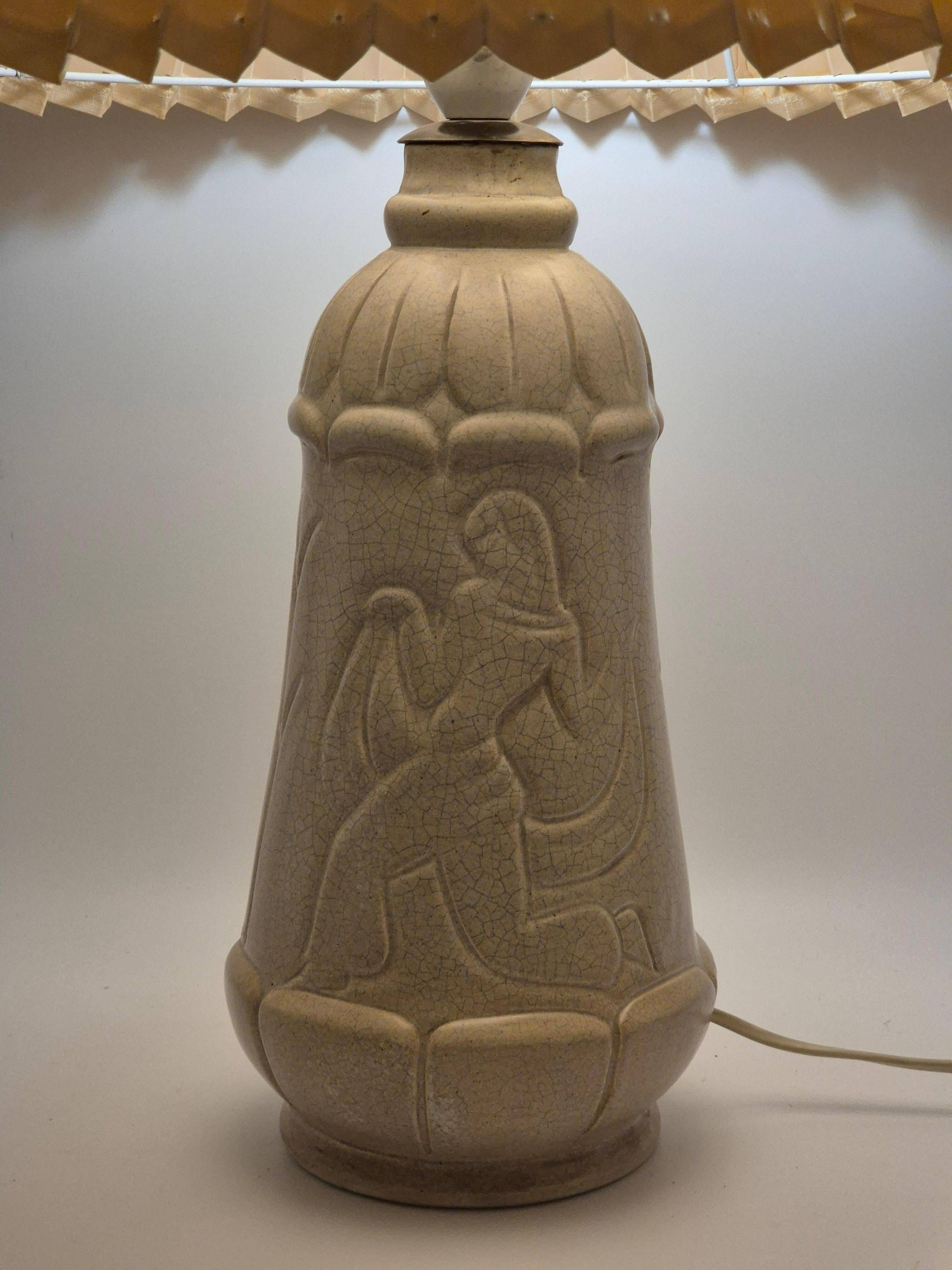 Rare Swedish decorative table lamp by Whiting, in white glazed ceramic, by Maggie Wibom.