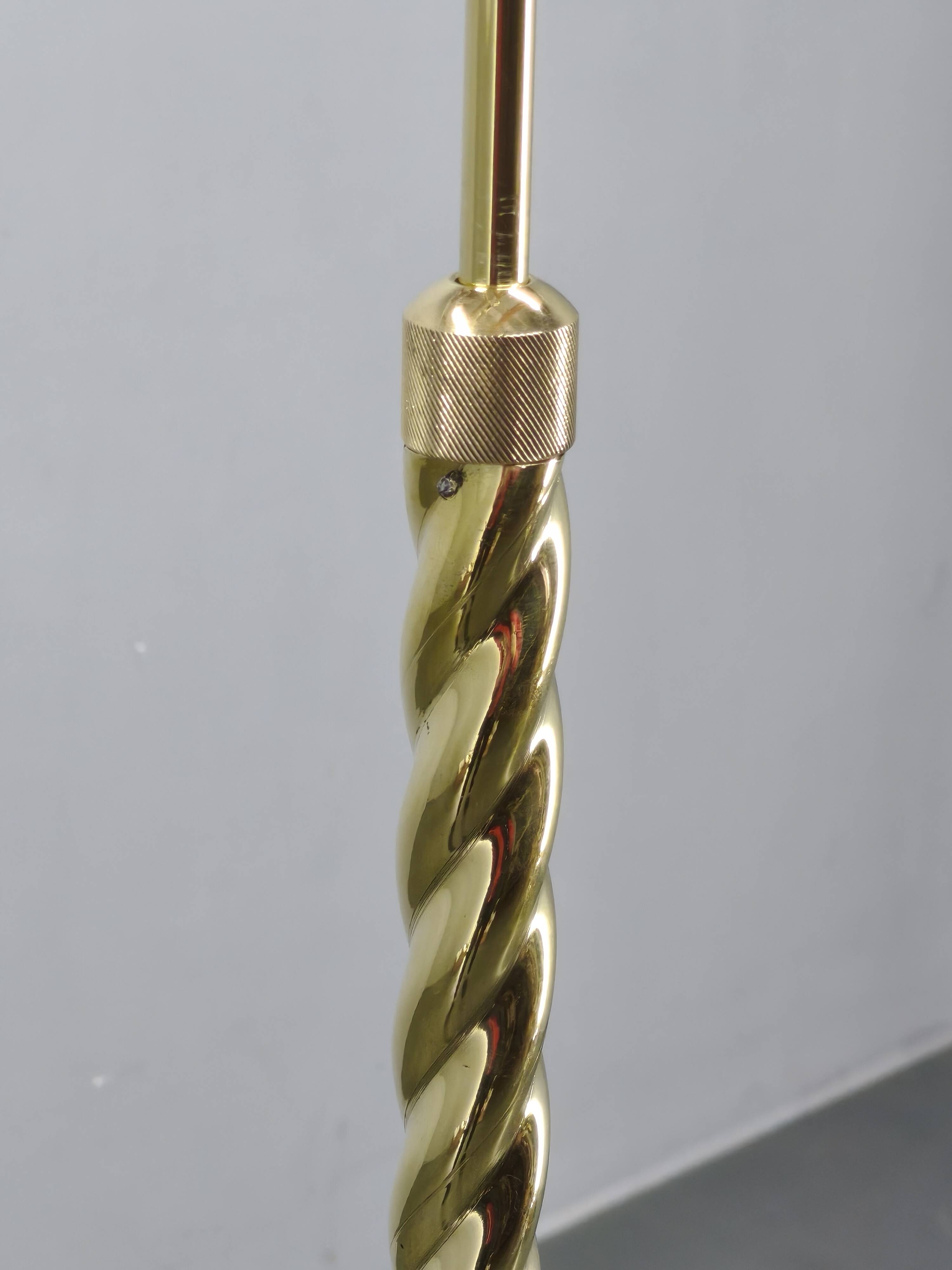 Italian Art Deco Brass Floor Lamp with Glass Globe, 1930s