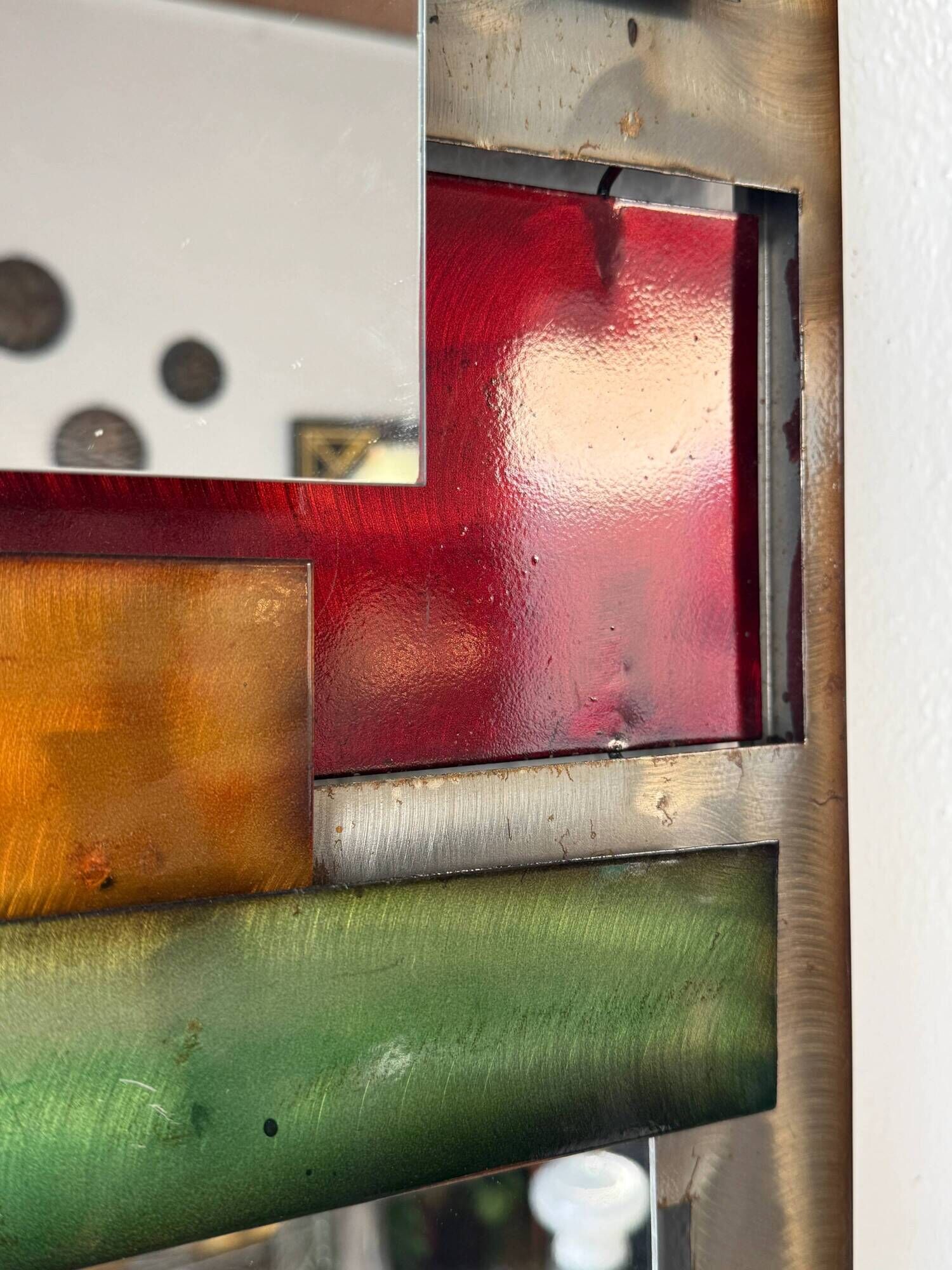 Large metal "polychrome" mirror — 1970s