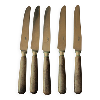 Set of 5 old knives with wooden handles