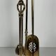 Neoclassical Polished Brass Fire Set with Ring Tools