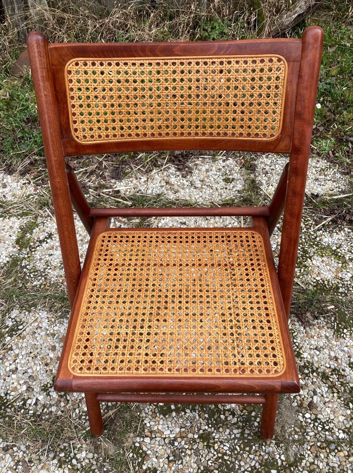 Pair of Italian folding chairs in vintage canning
