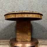 Art Deco table in wood, copper and marble – circular top – around 1930