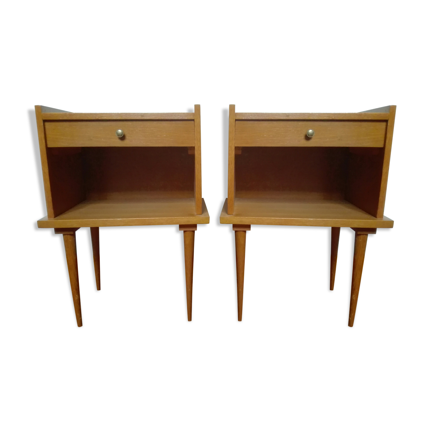 Pair of nightstands Scandinavian feet compass