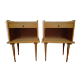Pair of nightstands Scandinavian feet compass