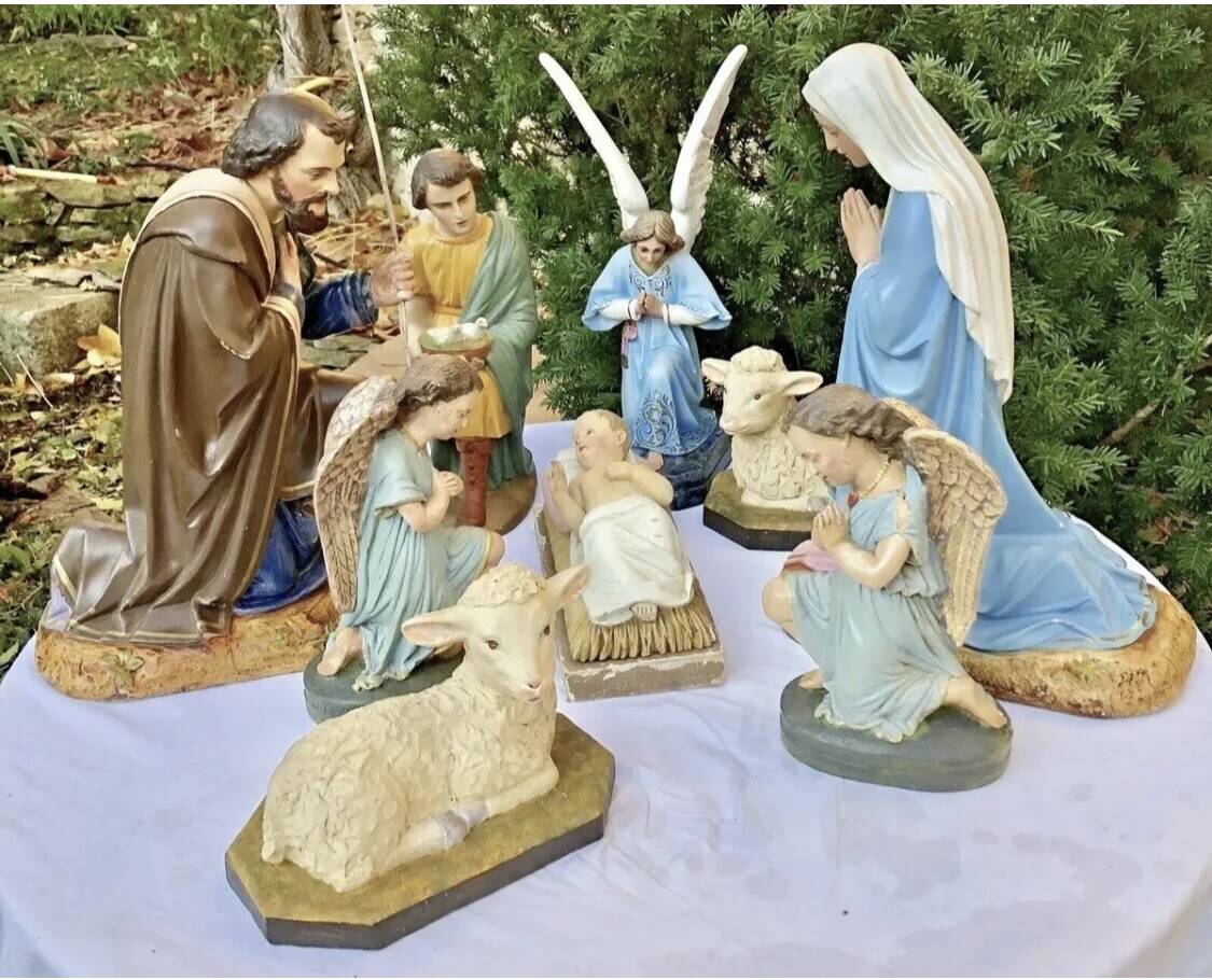 Altar angel statue 26.5 cm plaster santon church nativity scene