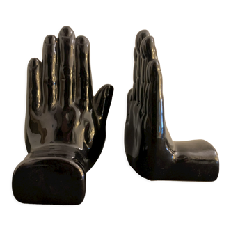 Pair of black ceramic hand book greenhouse, 1970, Netherlands