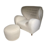 Lounge chair by Märta Blomstedt and matching footstool