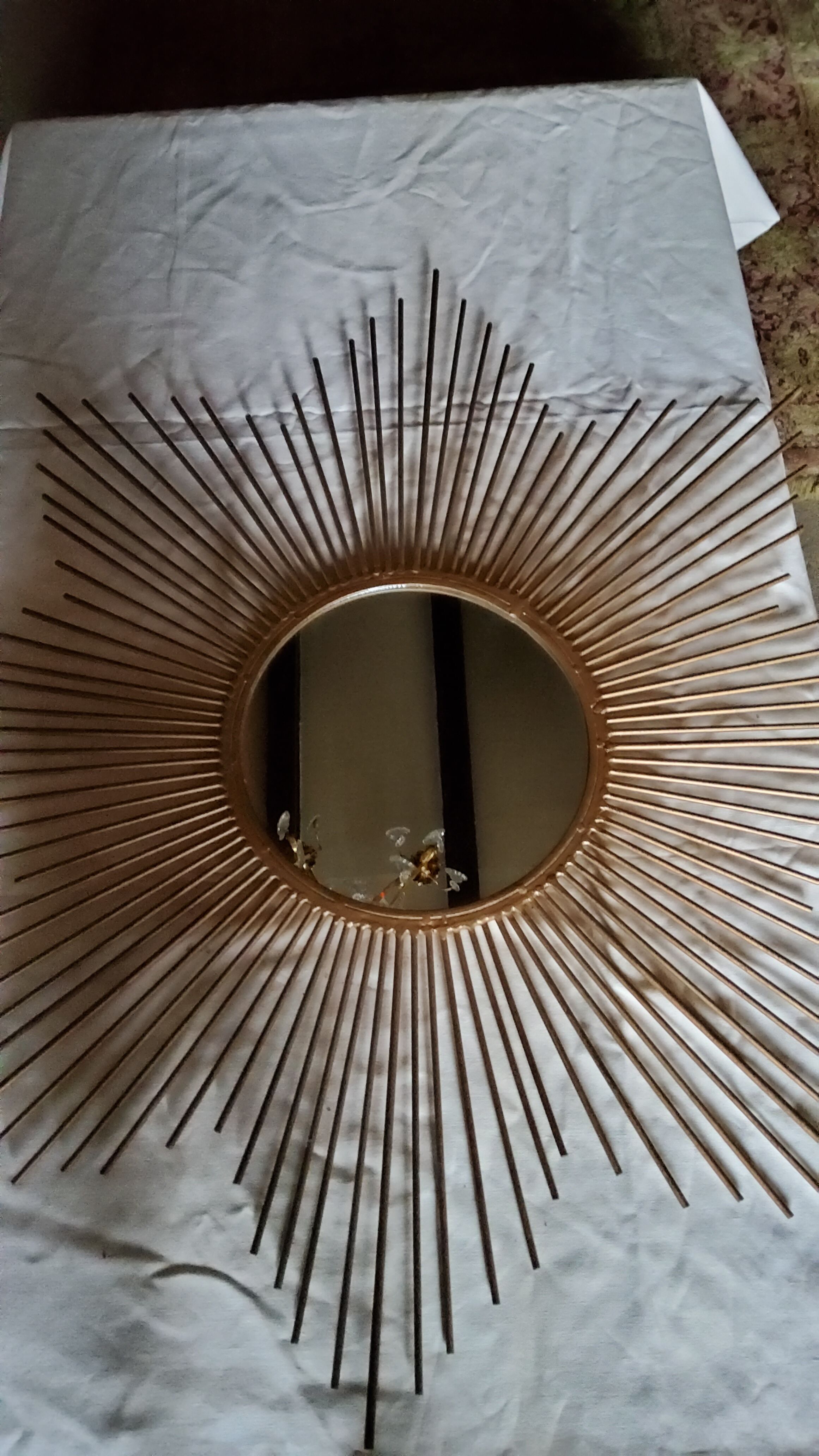 Large Golden Metal Sun Mirror 92cm