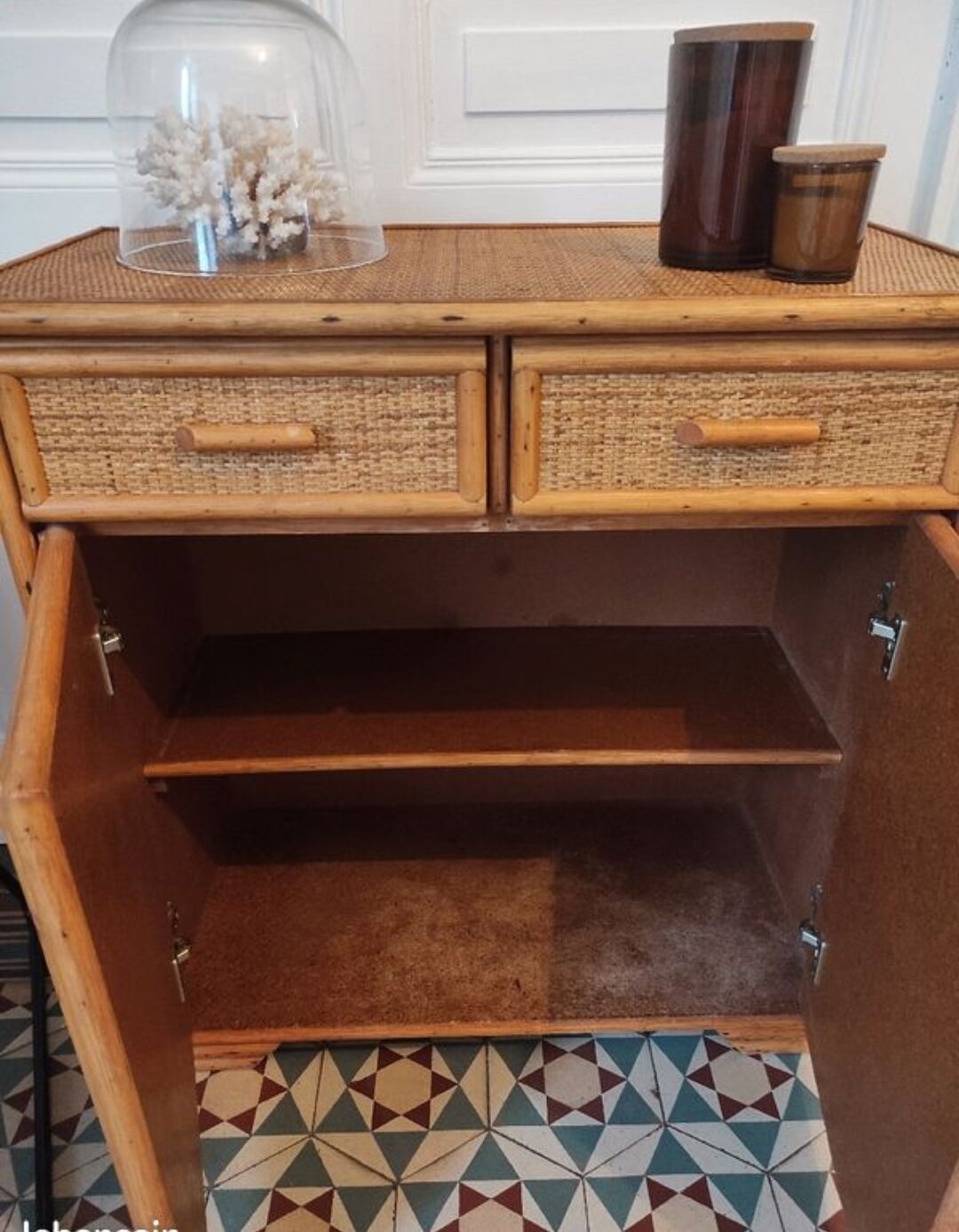 Commode rotin et bambou