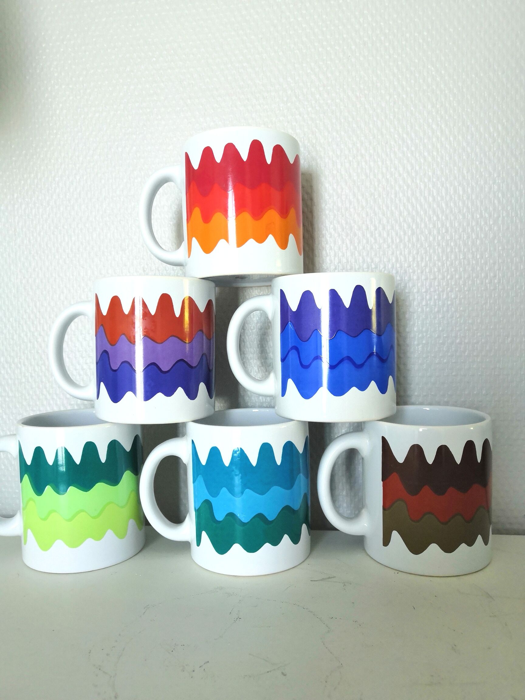 Series of 6 mugs design waecht ersbach 70s