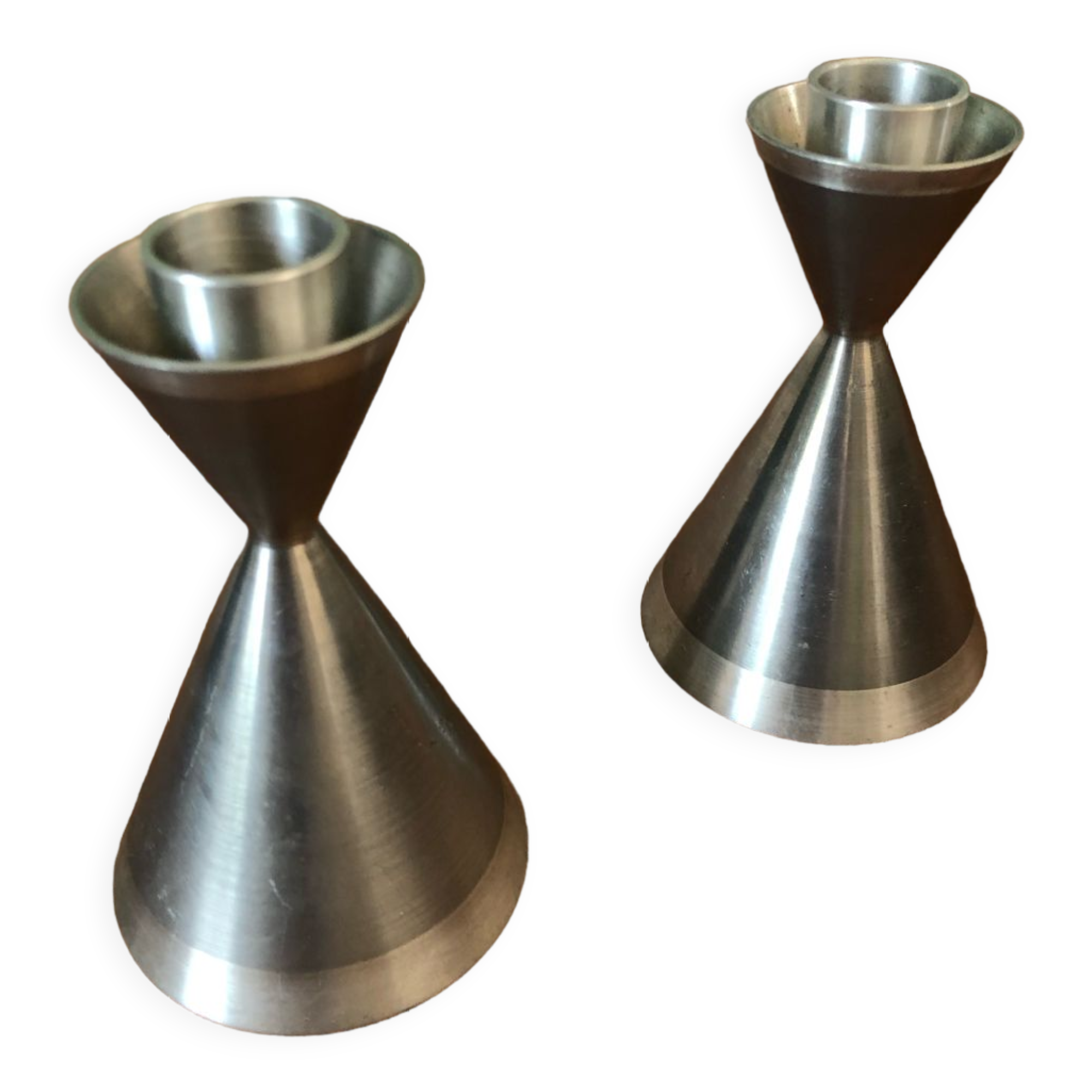 Pair of Scandinavian candle holders by Gjutet Tenn 1960