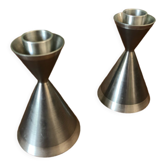 Pair of Scandinavian candle holders by Gjutet Tenn 1960
