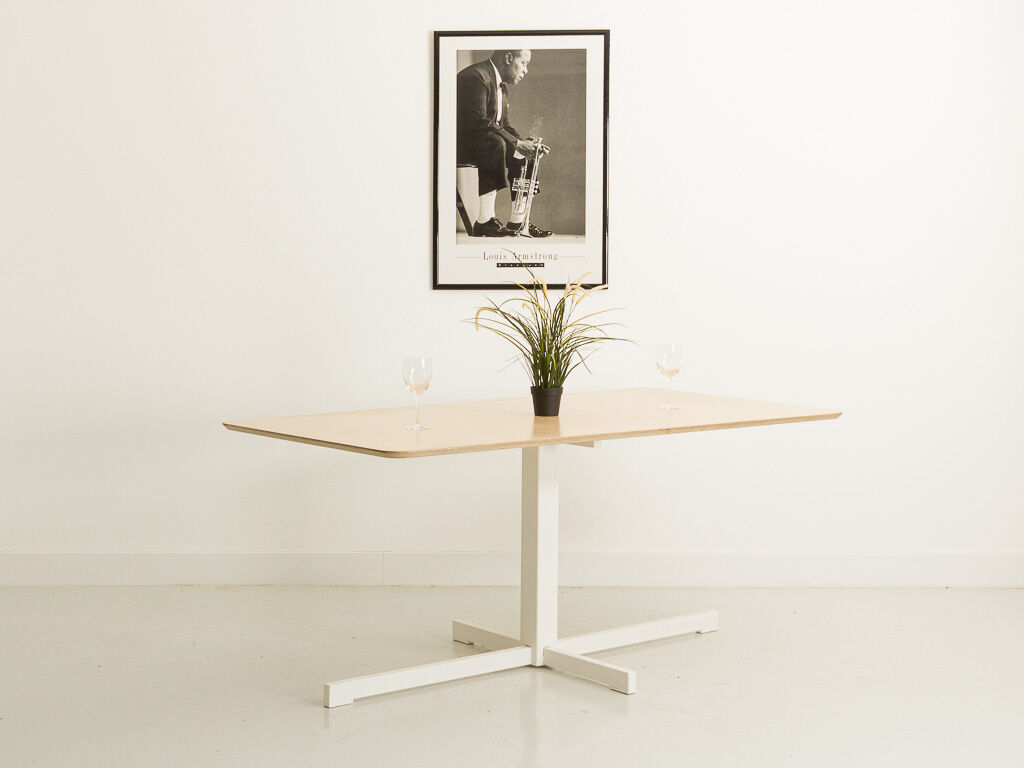 Dining table or desk with a white metal base