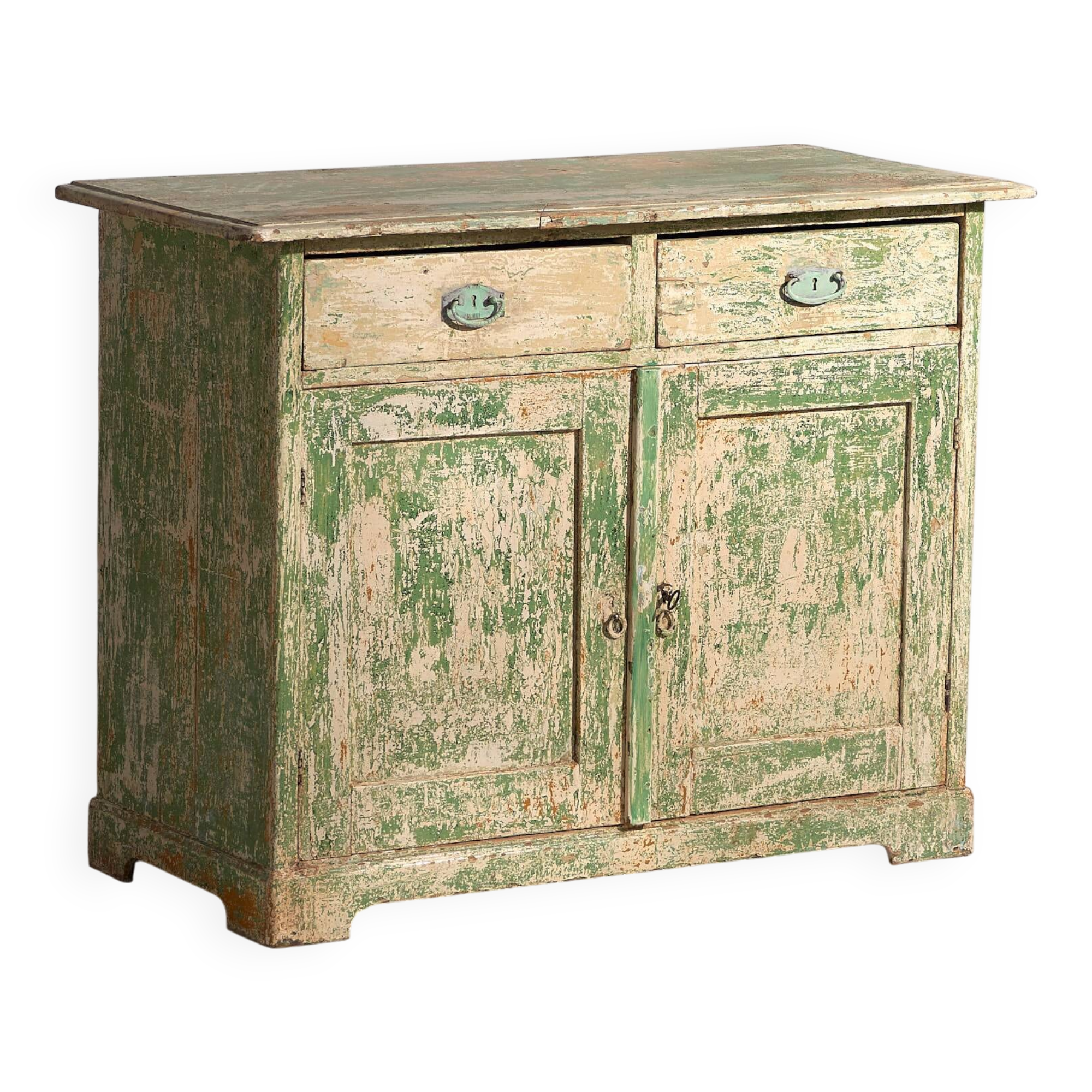 Antique bedroom chest of drawers with green tones (c.1920) #8