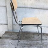 Former formica beige kitchen chair - feet compas metal chromé vintage