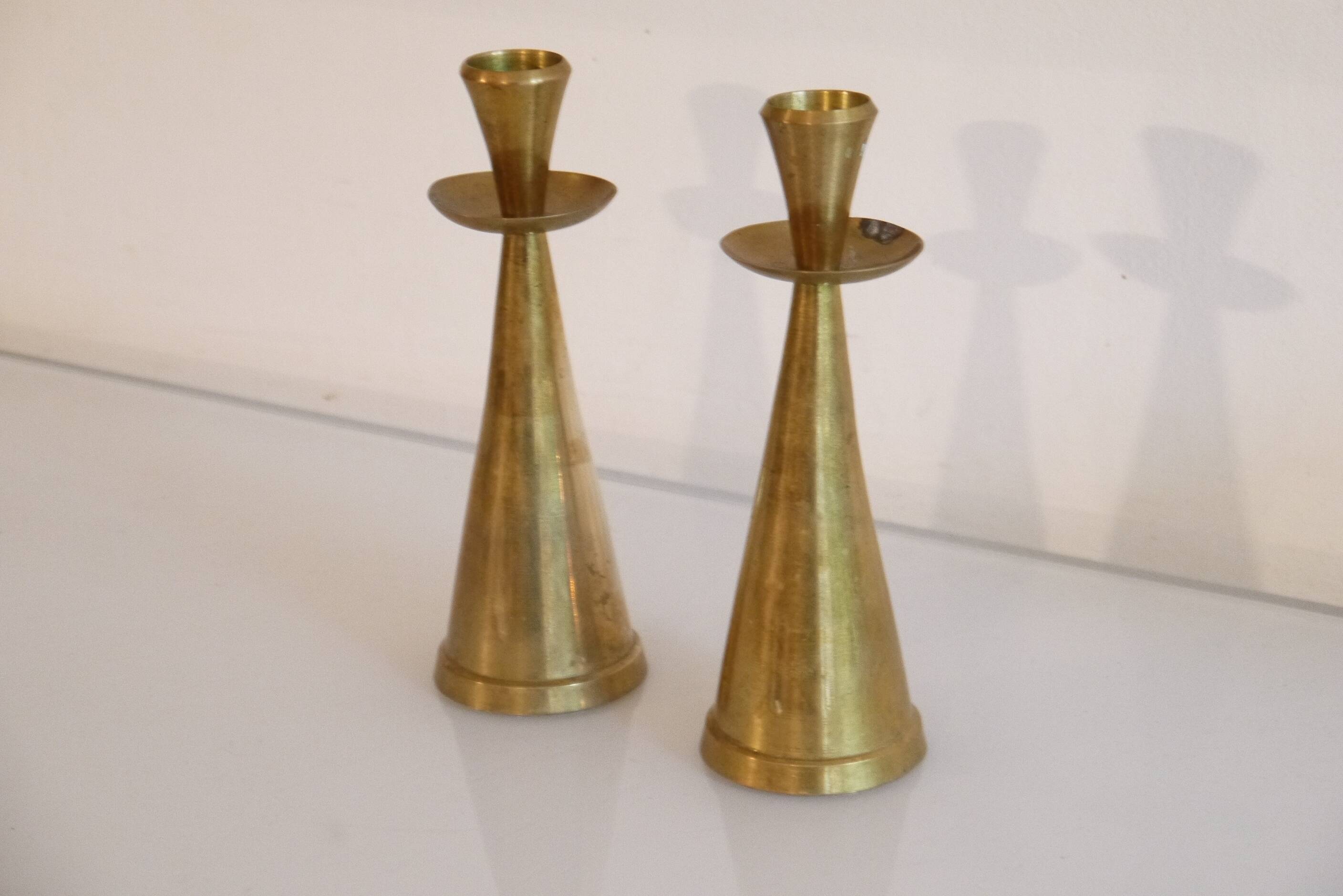 Bougeoirs danois en laiton 1970