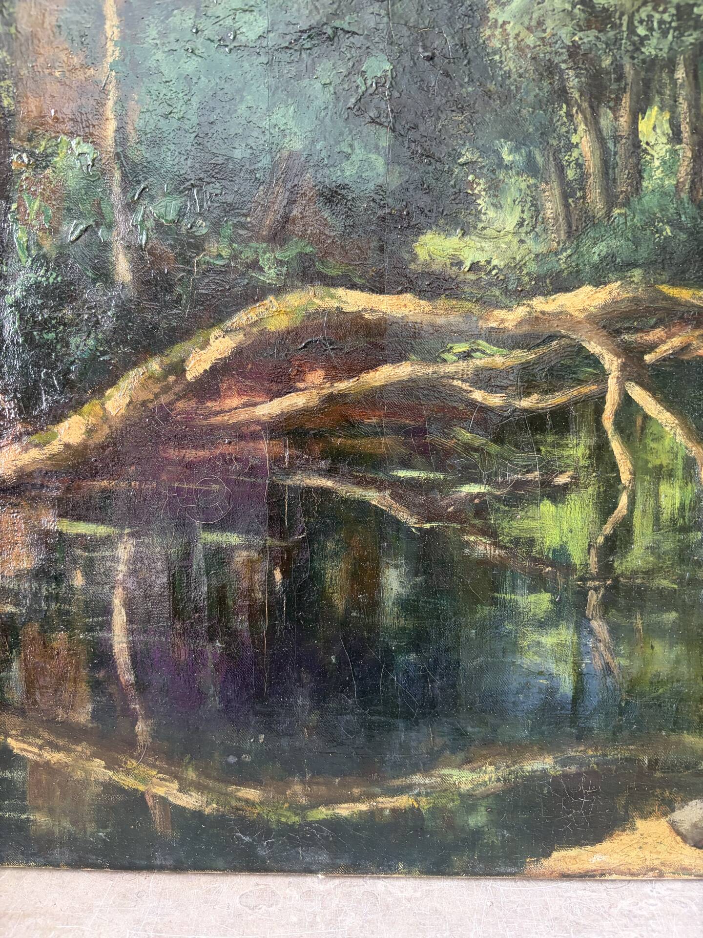 "Study for the fallen tree" oil on canvas signed 1925