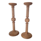 Large carved wooden candlesticks