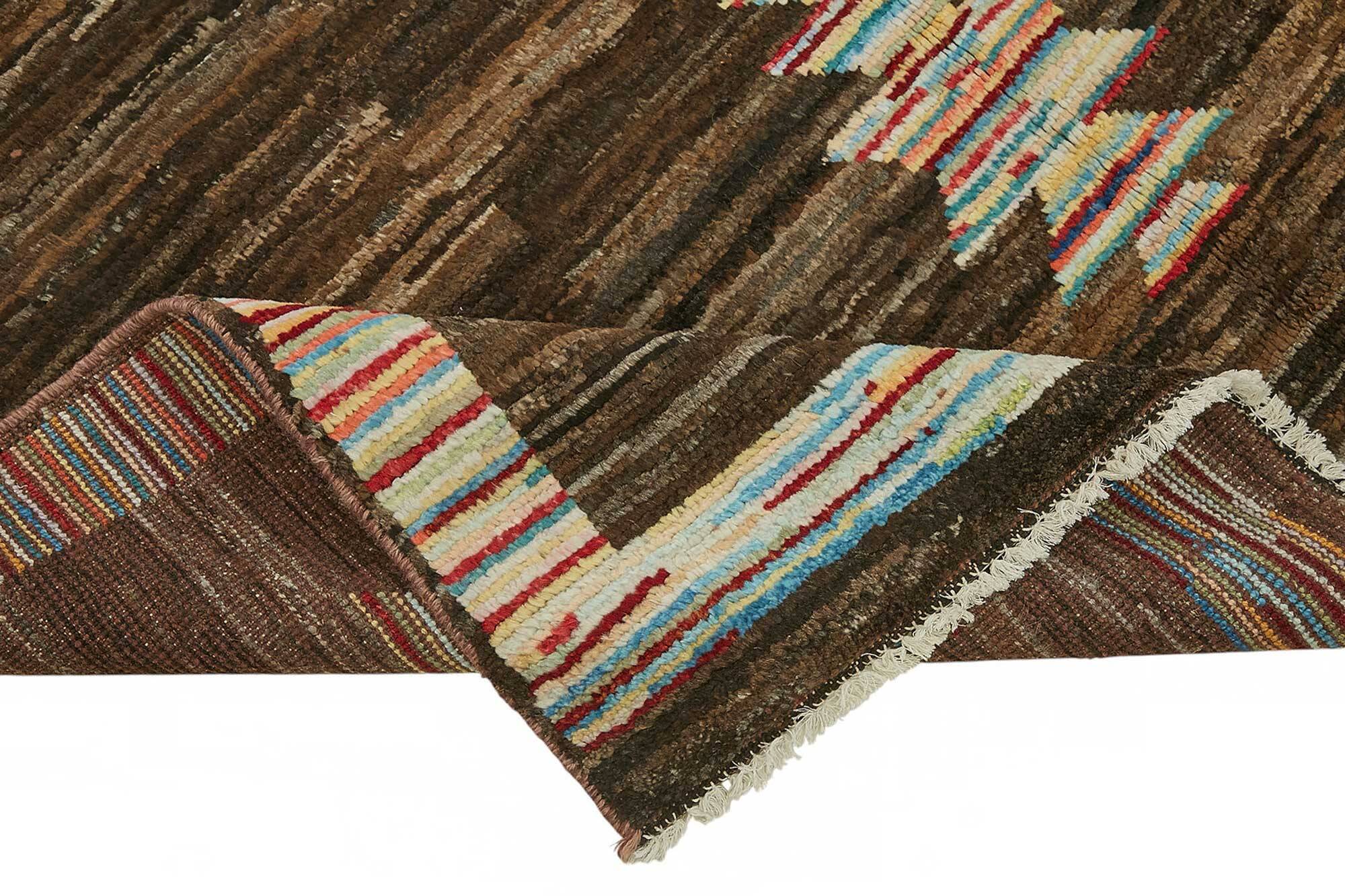 Handmade Tribal Decorative 173 cm x 238 cm Brown Wool Carpet