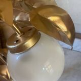 70s gold metal and opaline lamp