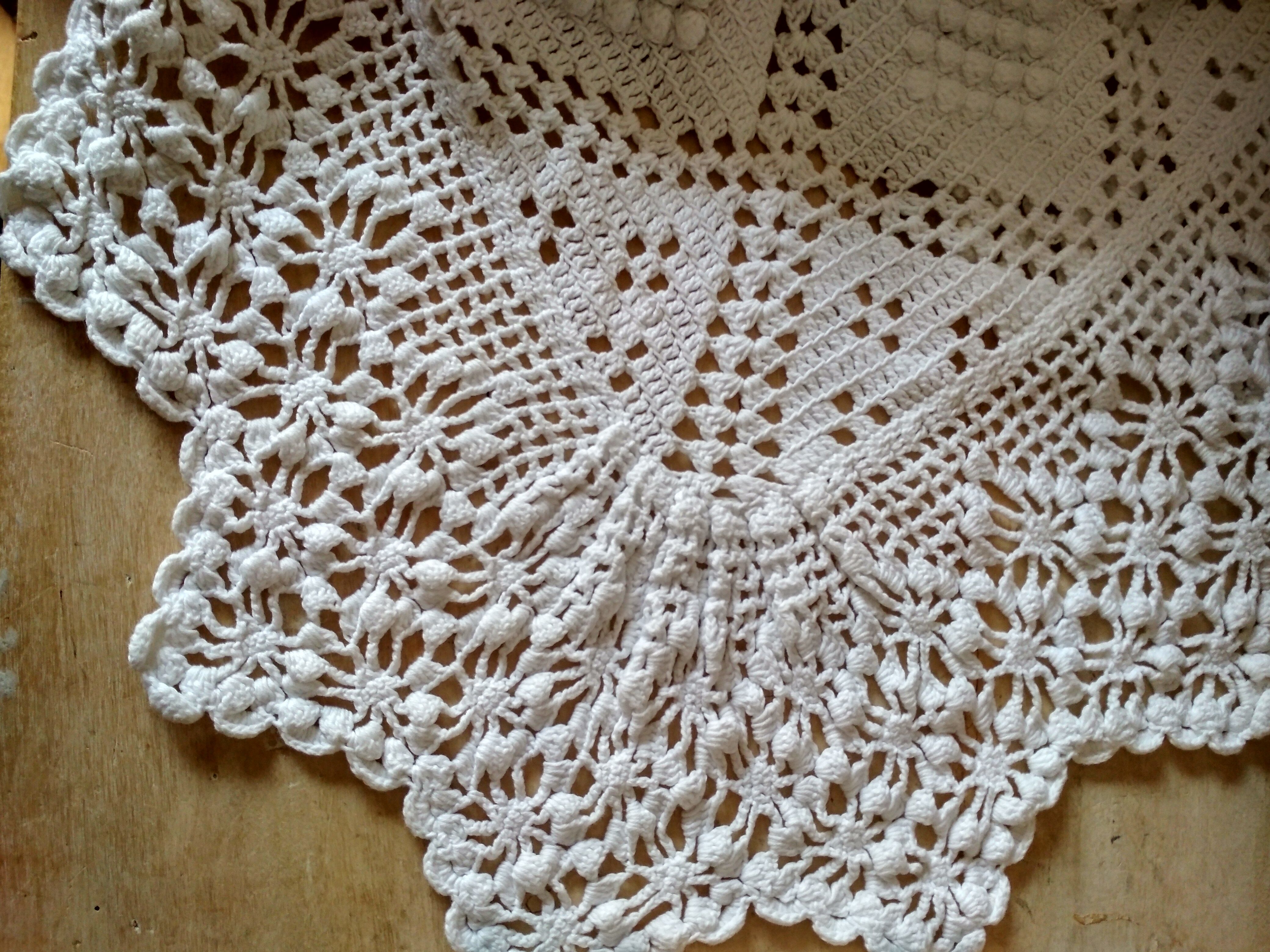 Dessus de lit en coton blanc écru jeté de lit en crochet